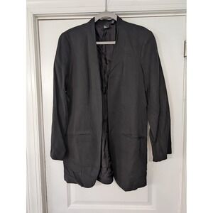 The Fisher Project Black Tencel Blend Open Front‎ Blazer Jacket Large minimalist